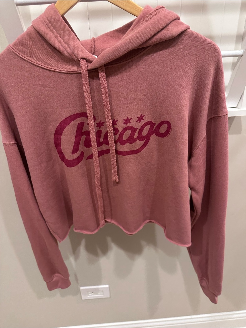 Bella Canvas Rose Pink Chicago Cropped Hoodie